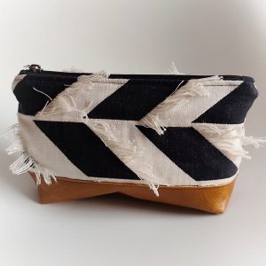 Cotton and Leather Accessories Pouch