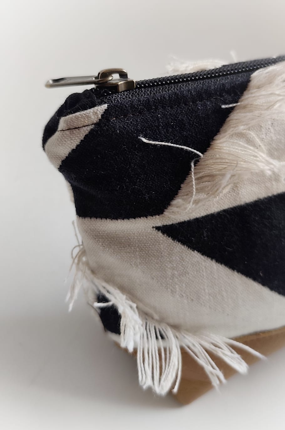 Cotton and Leather Accessories Pouch